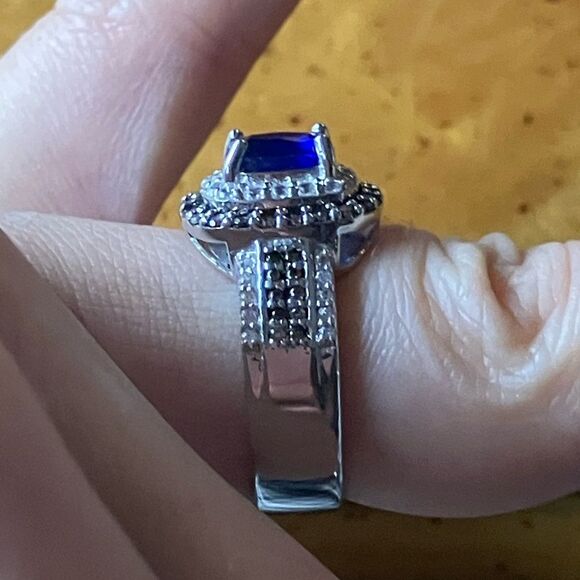 Blue Spinel Sterling Silver Ring Size 6 - Picture 3 of 9